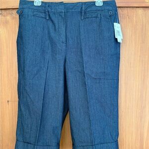 NWT New Directions Navy Denim Capris Pants Wide Leg 14